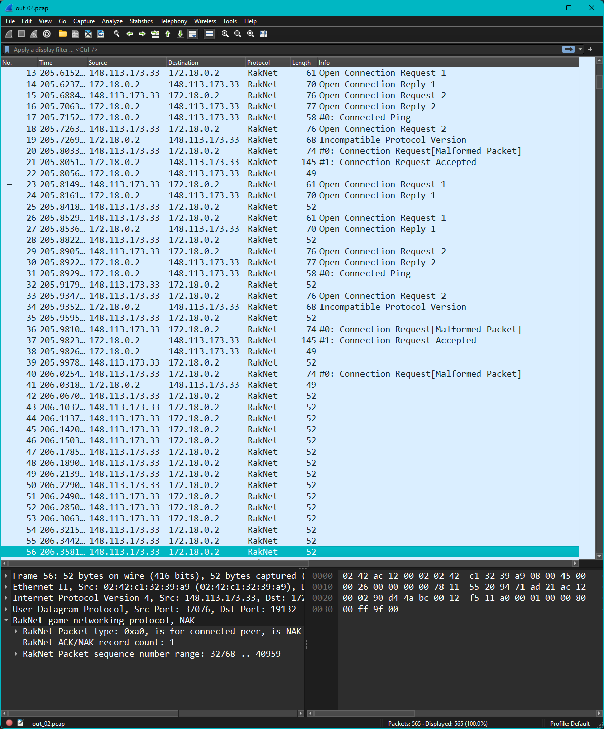 Wireshark Mitigated Attack